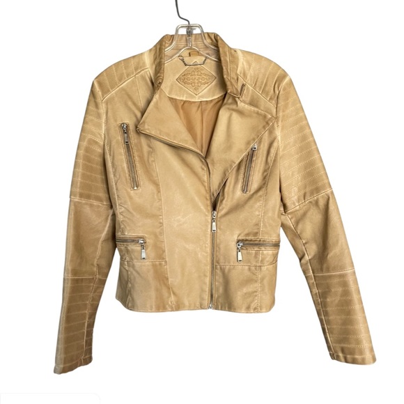 Faux Leather Motorcycle Style Jacket - Picture 2 of 6